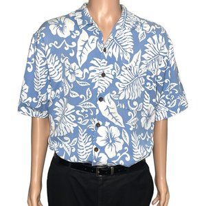 Vintage Op Ocean Pacific Mens Blue Hawaiian Short Sleeve Button Up Shirt Size XL